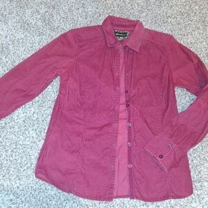 Eddie Bauer Maroon Corduroy Button Down Shirt